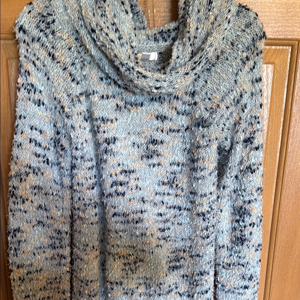 LC Lauren Conrad Blue and Gray Cowl Neck Sweater